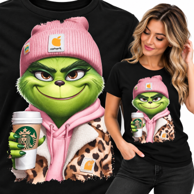 KOSZULKA DAMSKA  ŚWIĄTECZNA GRINCH   LOVE CAFFE